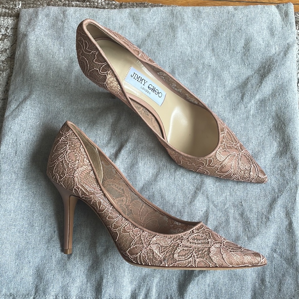 JIMMY CHOO nude lace pumps - Picture 6 of 8